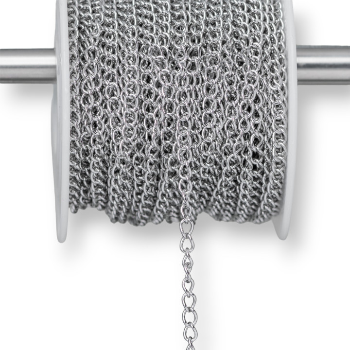 Catena Di Acciaio Groumette Liscia Estensore 3,0x4,0mm Filo 0,6mm 15 Metri