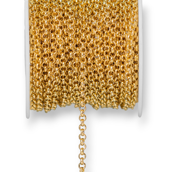 Rolo' Round Steel Chain 3.0mm 15 Meters Gold Plated