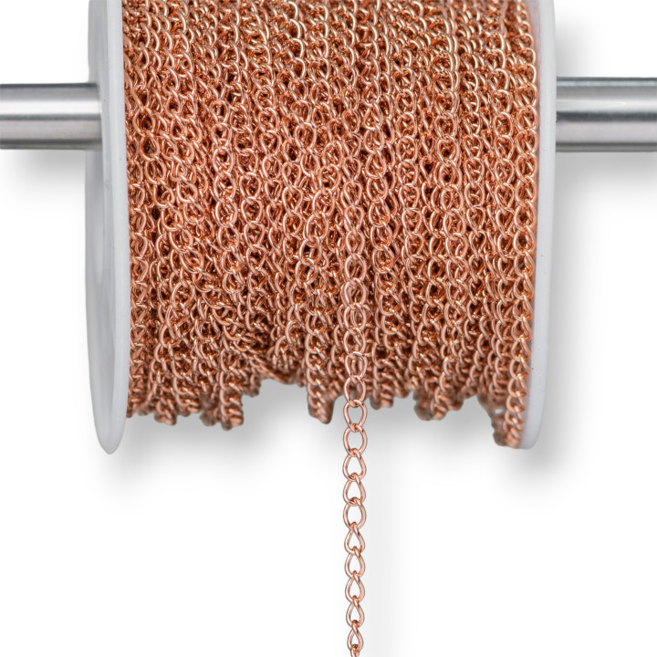 Smooth Groumette Steel Chain Extender 2,5x3,5mm Wire 0,5mm 15 Meters Rose Gold