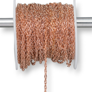 Cadena De Acero Trenzado 2.0mm Hilo 0.3mm 20m Oro Rosa