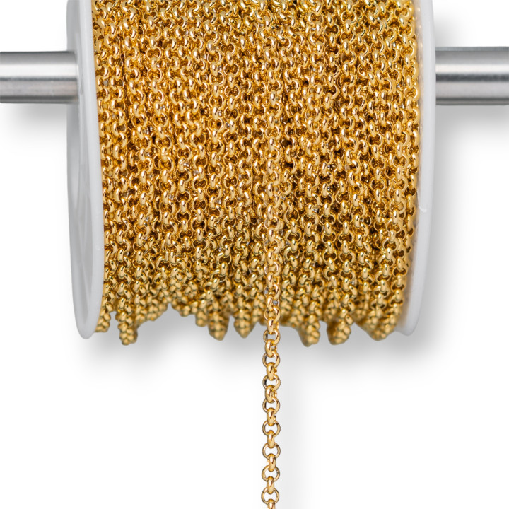 Rolo' Round Steel Chain 2.5mm 15 Meters Gold Plated