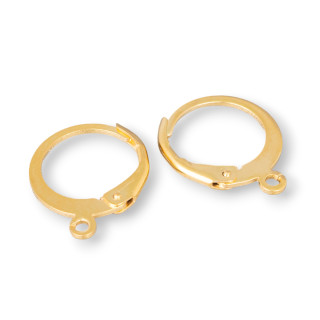 Bases for Earrings French Closed Hooks in 316 Steel Hoop 13mm 25 Pairs Gold Plated