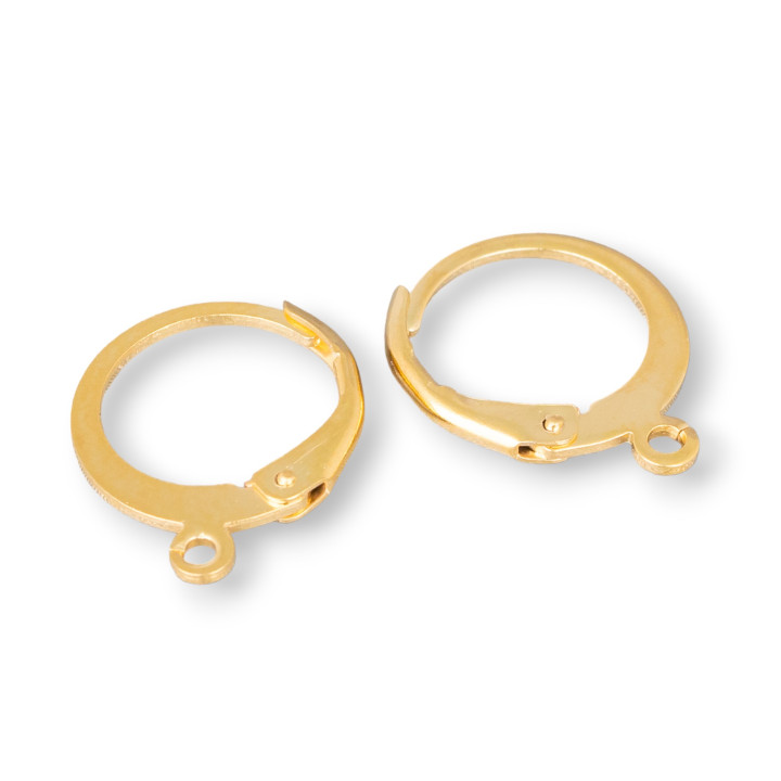 Basi Per Orecchini Monachelle Francese Chiuse Di Acciaio 316 Cerchietto 13mm 25 Paia Placcato Oro