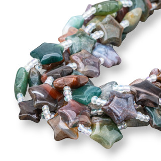 Agate Indienne Étoile Plate Lisse 16mm