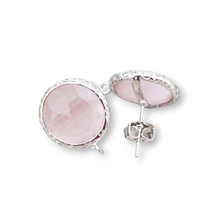 Bases for Bronze Earrings with Crystals Set Round 15mm 5 Pairs Rhodium Plated Powder