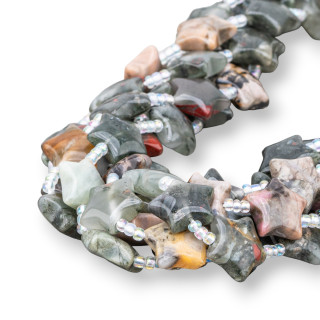 Jaspe Sangriento Estrella Lisa Plana 16mm