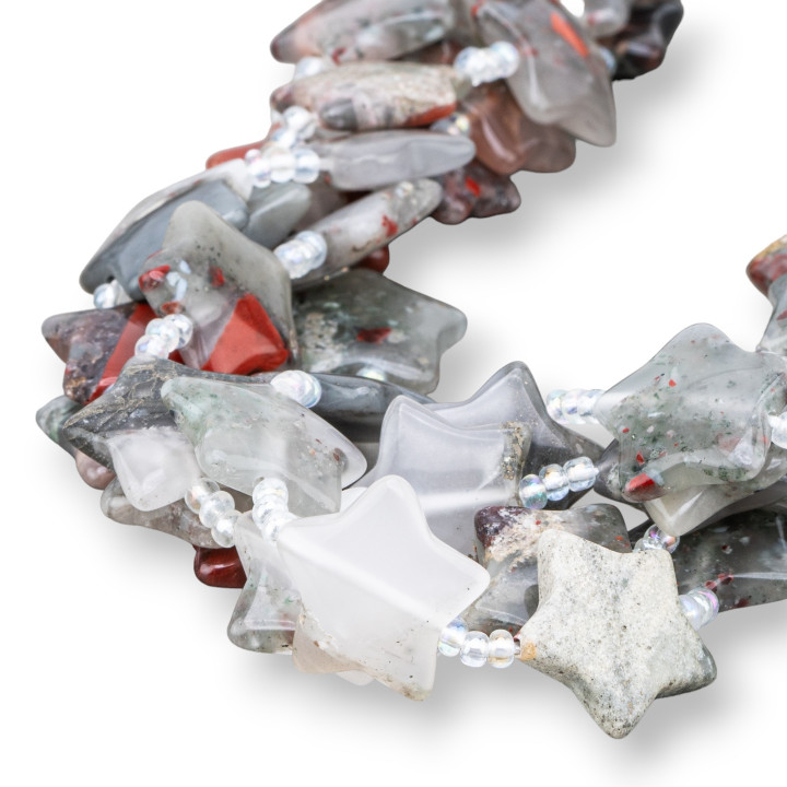 Blutiger Jaspis, flacher, glatter Stern, 20 mm