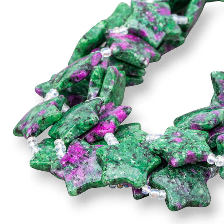 Zoisit-Jade, flach, glatt, Stern, 20 mm