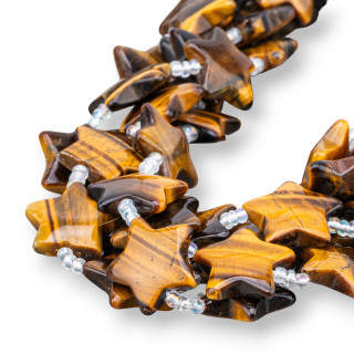 Oeil de Tigre Jaune Etoile Plate Lisse 20mm