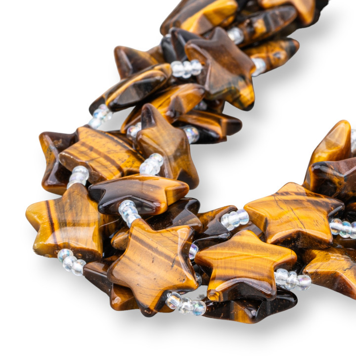 Estrella Plana Lisa Ojo De Tigre Amarillo 20mm