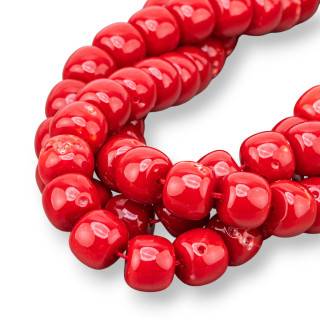 Rote Korallenpaste, glatter Schaft, 12,5 x 10,5 mm