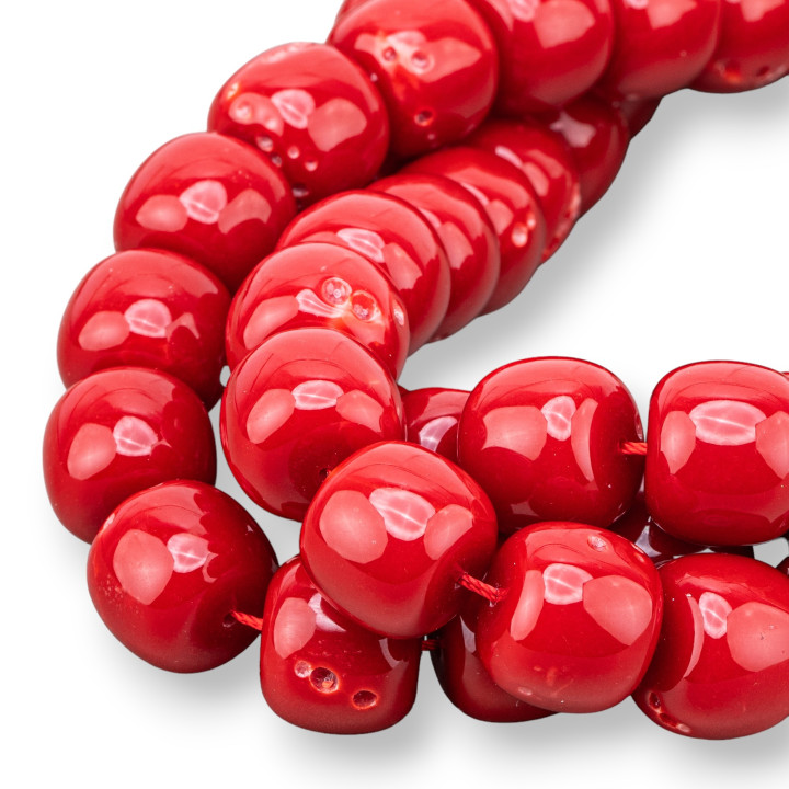 Pasta De Coral Rojo Barril Liso 16.5x14mm