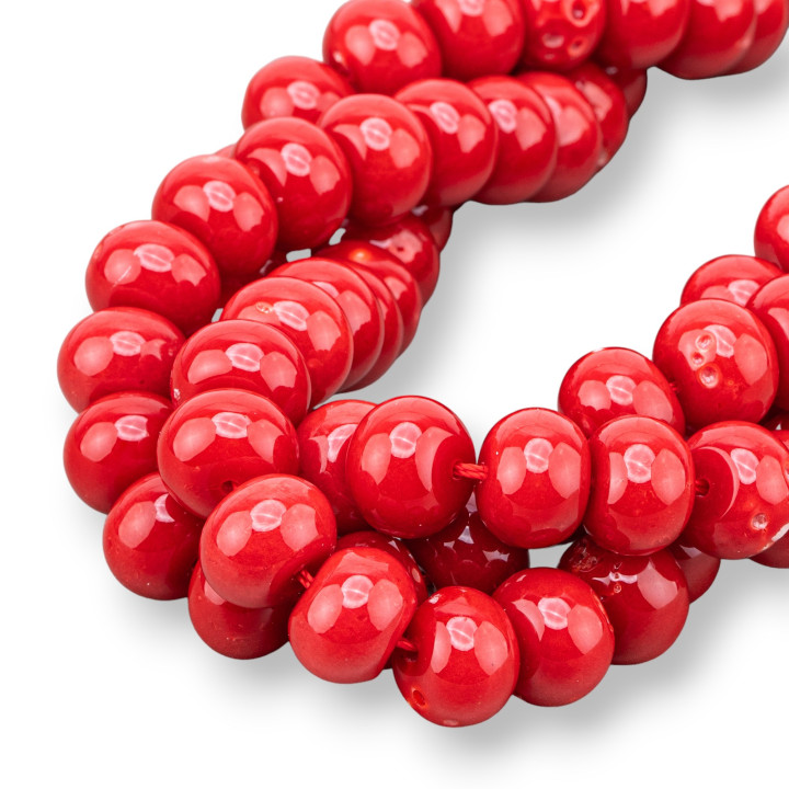 Κόκκινη πάστα κοραλλιών λεία Rondelle 12,5x10mm