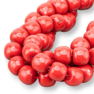 Κόκκινη πάστα κοραλλιών Σαρδηνίας Λείο Βαρέλι 14,5x13mm