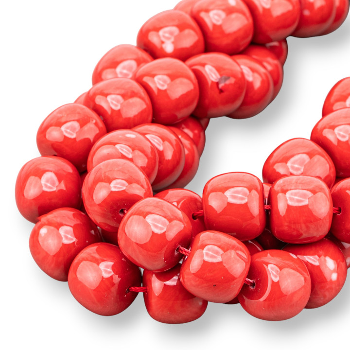 Sardische rote Korallenpaste, glatter Schaft, 14,5 x 13 mm