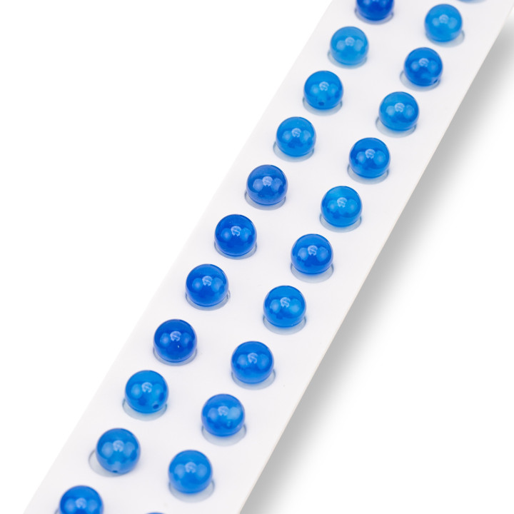 Cuentas redondas lisas de ágata azul con medio agujero, 08 mm, 24 piezas