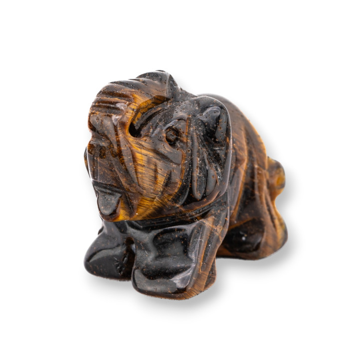 Semiprecious Stone Statue Ornament 1.5inch 3.5cm Tiger Eye Elephant