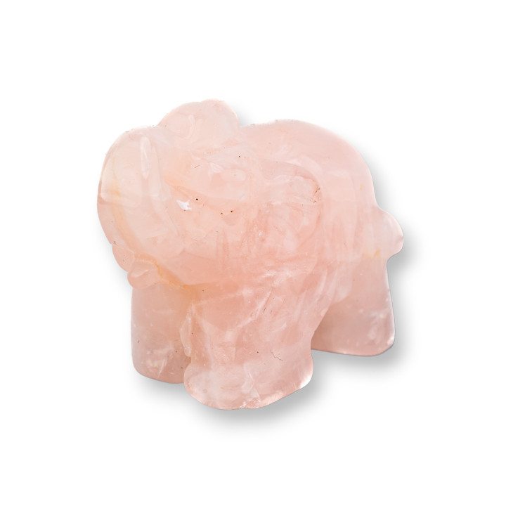 Estatua de piedra semipreciosa, adorno, elefante de cuarzo rosa de 1,5 pulgadas y 2,5 cm