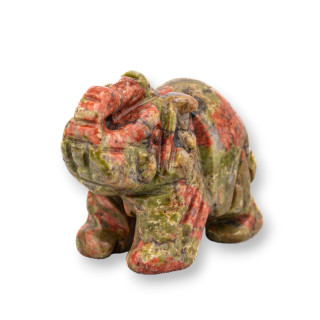 Gemstone Statue Ornament 1.5inch 3.5cm Unakite Elephant