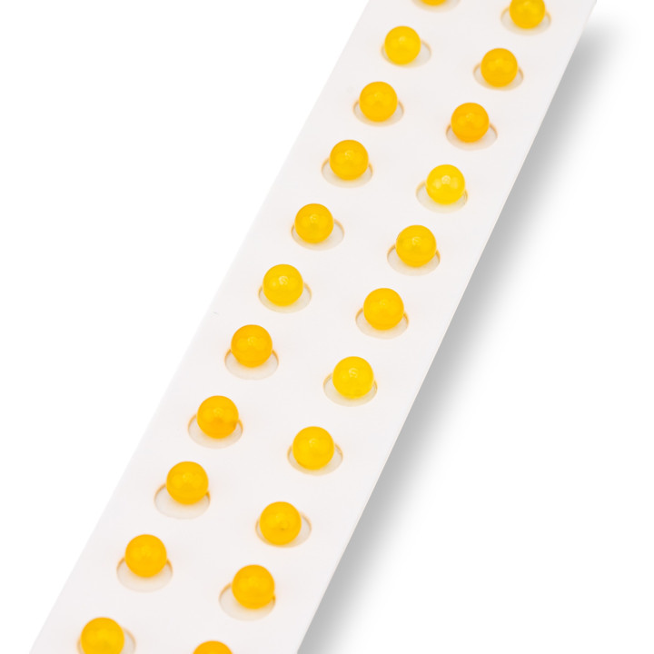 Half Hole Yellow Agate Round Smooth Beads 06mm 24pcs