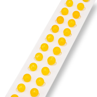 Cuentas redondas lisas de ágata amarilla con medio agujero, 08 mm, 24 piezas