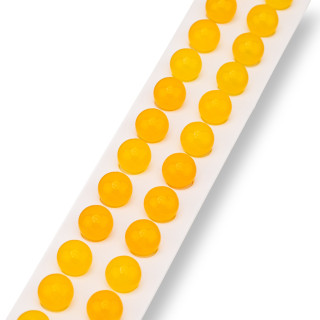 Half Hole Yellow Agate Round Smooth Beads 10mm 24pcs