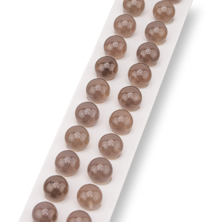 Half Hole Gray Agate Round Smooth Beads 10mm 24pcs