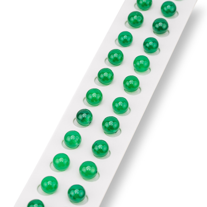 Perline Mezzo Foro Agata Verde Tondo Liscio  8mm 24pz