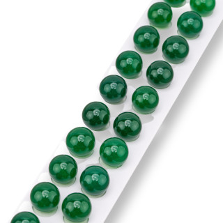 Halbloch-Perlen aus grünem Achat, rund, glatt, 12 mm, 20 Stück