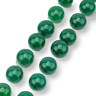 Demi-Trou Agate Verte Perles Rondes Lisses 14m 20pcs