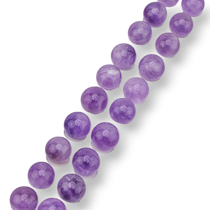 Half Hole Amethyst Round Smooth Beads 12mm 20pcs