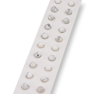 Cuentas de medio agujero lisas redondas blancas de Aulita 06 mm 24 piezas