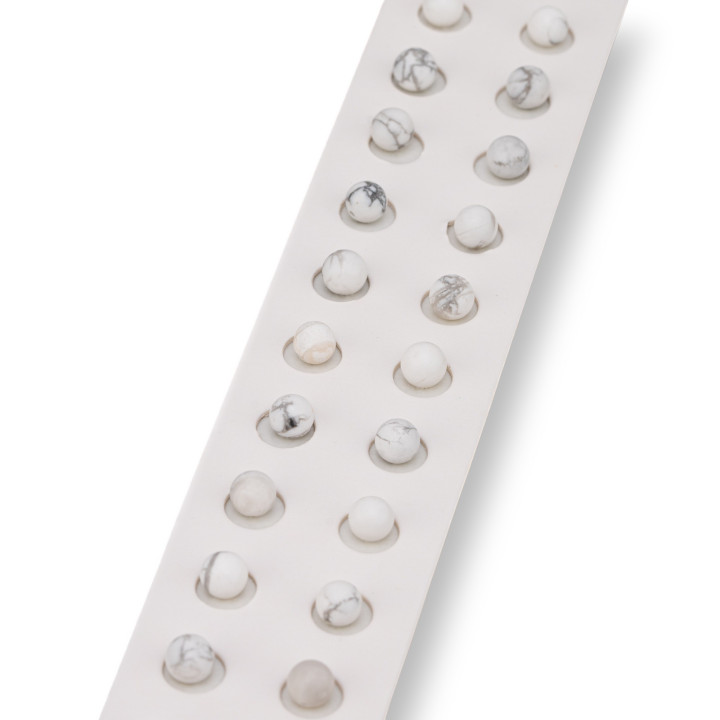 Weiße Aulite-Perlen, rund, glatt, Halbloch, 06 mm, 24 Stück