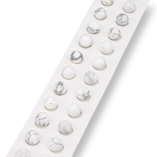 Halbloch-Aulite-Perlen, weiß, rund, glatt, 08 mm, 24 Stück