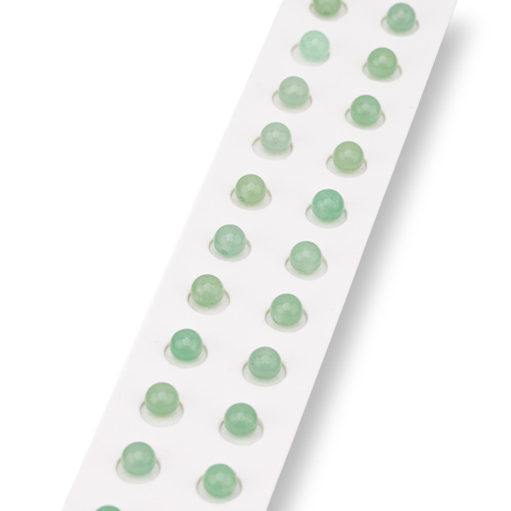 Half Hole Green Aventurine Beads Στρογγυλές λείες 06mm 24τμχ