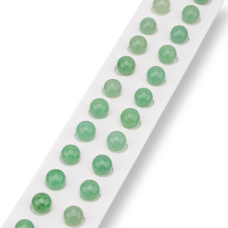 Halbloch-Perlen aus grünem Aventurin, rund, glatt, 08 mm, 24 Stück