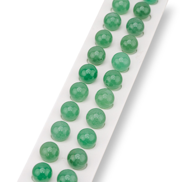 Χάντρες Half Hole Green Aventurine Στρογγυλές λείες 10mm 24 τεμ