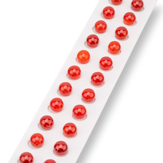 Half Hole Red Carnelian Smooth Round Beads 08mm 24pcs