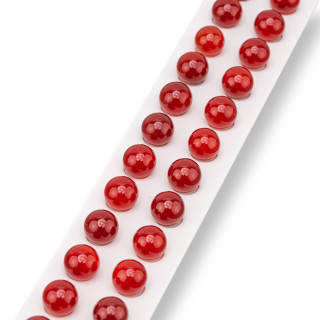 Demi-Trou Cornaline Rouge Perles Rondes Lisse 10mm 24pcs