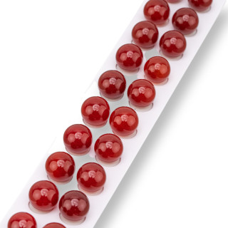 Half Hole Red Carnelian Smooth Round Beads 12mm 20pcs