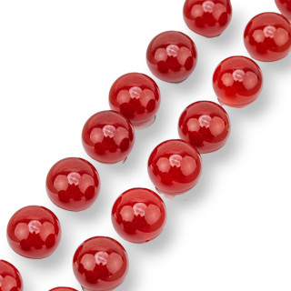 Half Hole Red Carnelian Smooth Round Beads 14m 20pcs