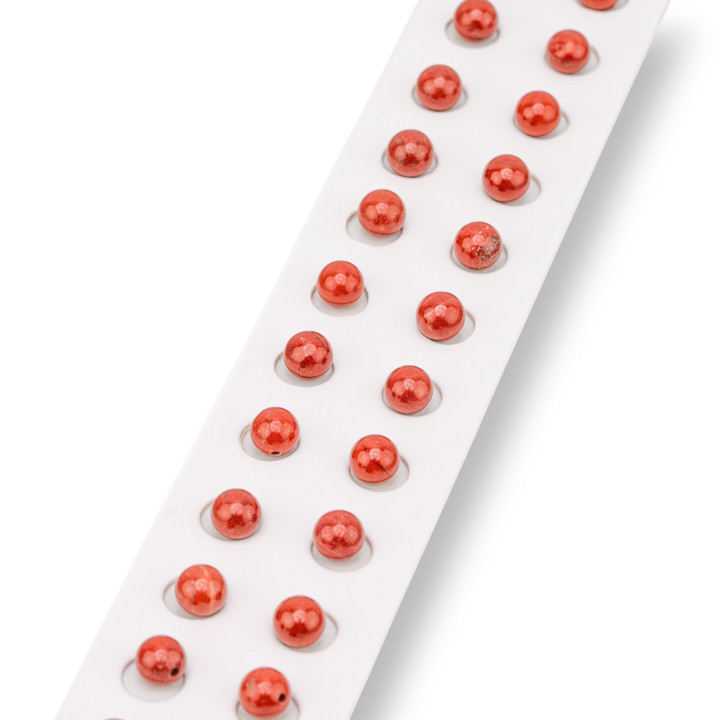 Halbloch-Perlen aus rotem Jaspis, glatt, rund, 06 mm, 24 Stück