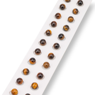 Cuentas de ojo de tigre con medio agujero, redondas, lisas, 06 mm, 24 piezas