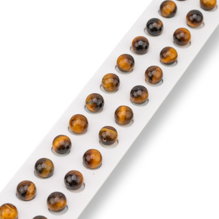 Halbloch-Tigerauge-Perlen, rund, glatt, 08 mm, 24 Stück