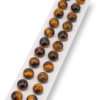 Perline Mezzo Foro Occhio Di Tigre Tondo Liscio 10mm 24pz