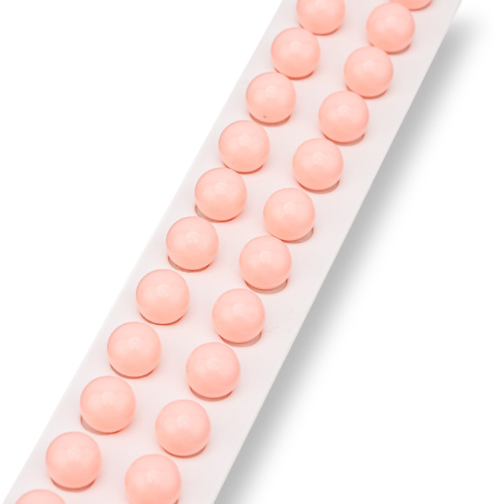 Perline Mezzo Foro Pasta Di Corallo Rosa Tondo Liscio 10mm 24pz