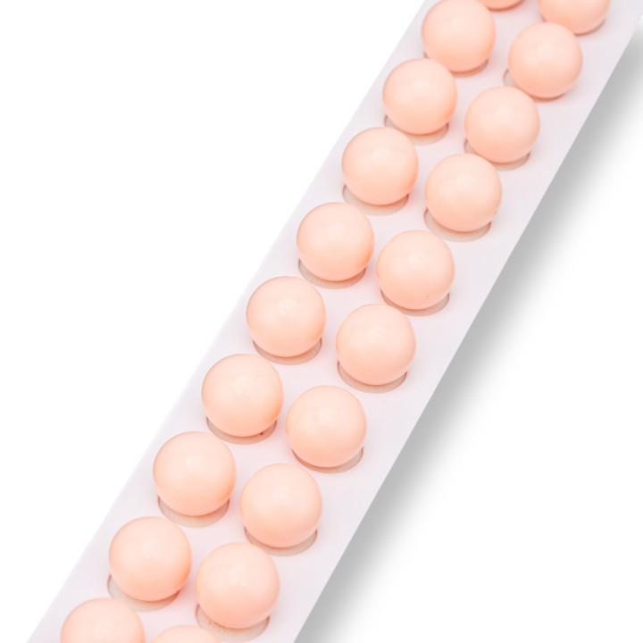 Cuentas de medio agujero de pasta de coral rosa redondas lisas 12 mm 20 piezas