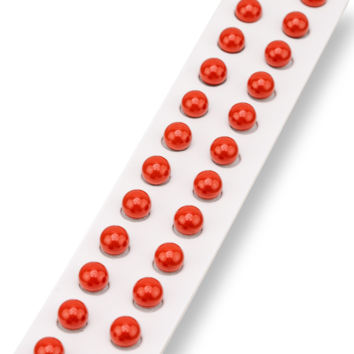Perles Demi-Trou Pâte de Corail Rouge Sarde Lisse Rond 08mm 24pcs