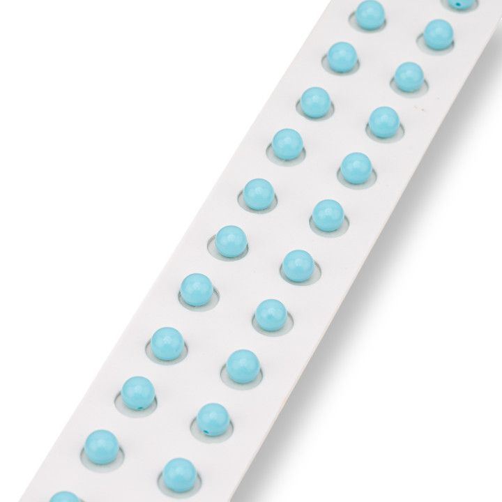 Cuentas de medio agujero en pasta turquesa 4 flores redondas lisas 06 mm 24 piezas