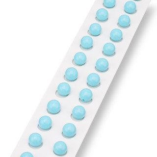 Halblochperlen, türkisfarbene Paste, 4 glatte, runde Blumen, 08 mm, 24 Stück